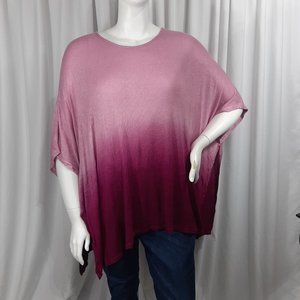 NWOT Burgundy Gradient Fabric Poncho Size 18/20